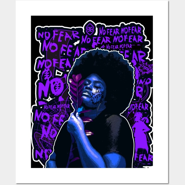 No Fear Strong Black woman Afro Hair Wall Art by Glass Table Designs